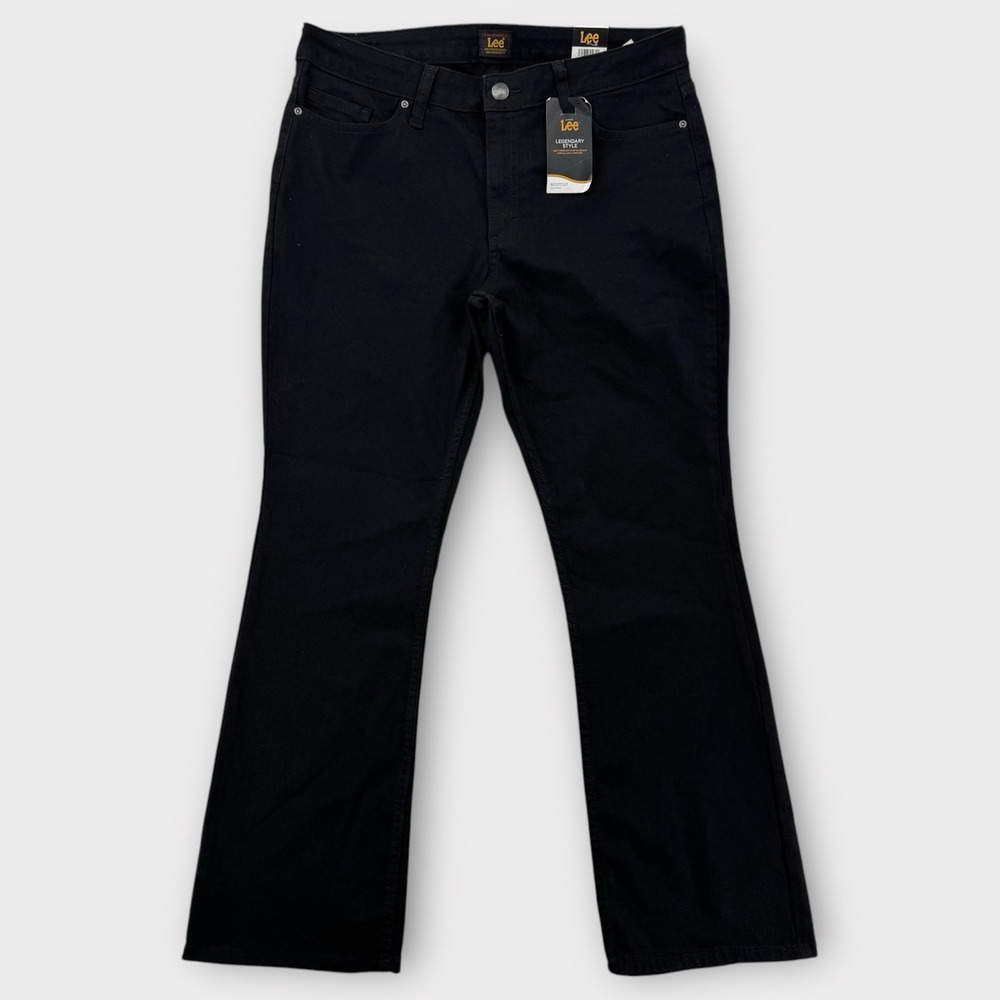 Lee Jeans Womens 14 Bootcut Mid Rise Stretch Black Denim Soft Comfort 34x29‎ NEW